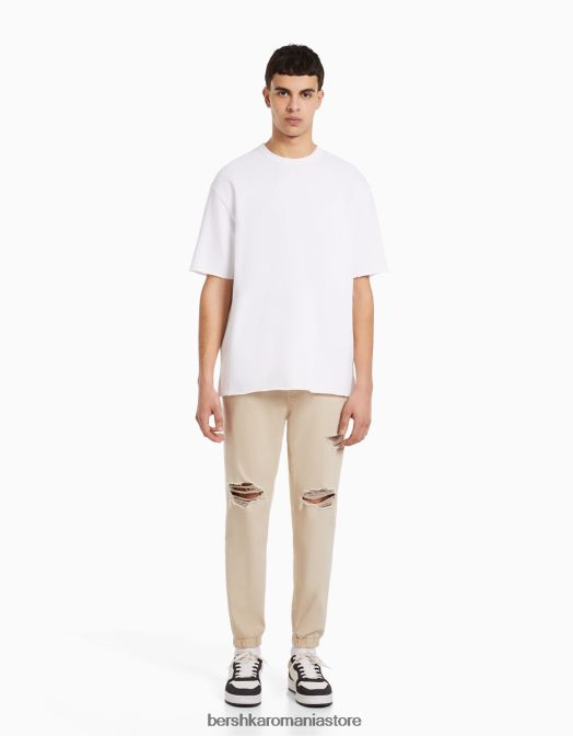 Bershka bărbați blugi jogger colorați rupti bej Z86D3193 îmbrăcăminte