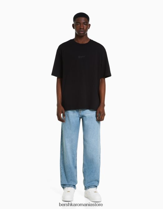 Bershka bărbați blugi largi albastru deschis Z86D3108 îmbrăcăminte