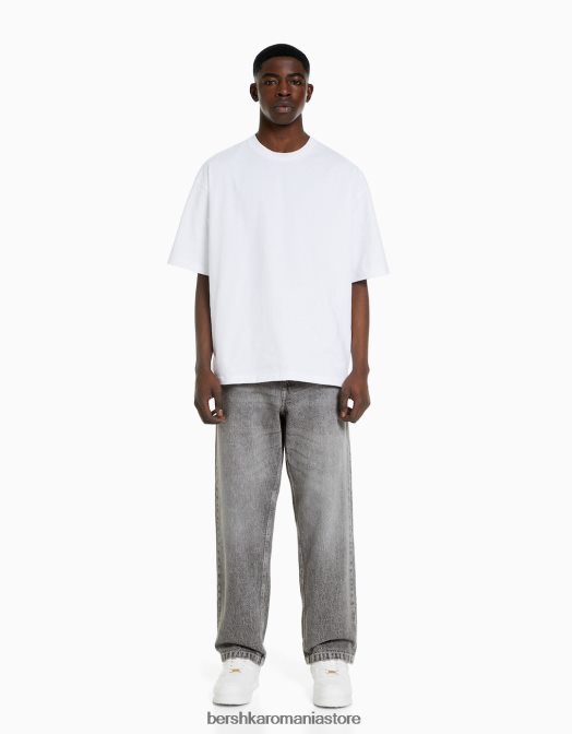 Bershka bărbați blugi largi colorați gri Z86D3112 îmbrăcăminte