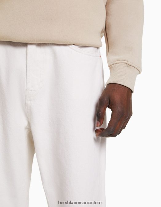 Bershka bărbați blugi largi cremă Z86D3161 îmbrăcăminte