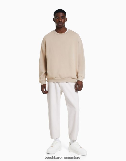 Bershka bărbați blugi largi cremă Z86D3165 îmbrăcăminte