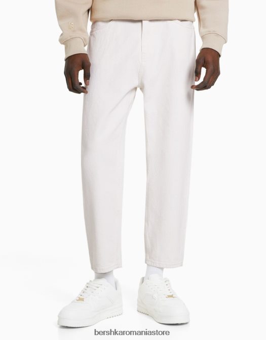 Bershka bărbați blugi largi cremă Z86D3165 îmbrăcăminte