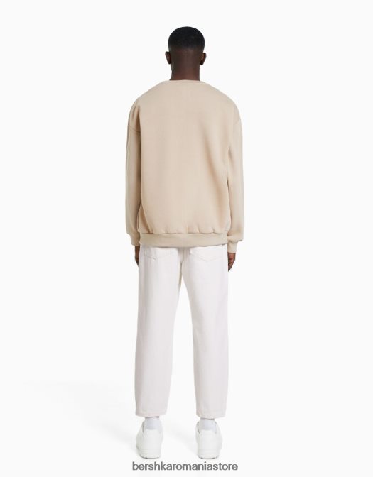 Bershka bărbați blugi largi cremă Z86D3165 îmbrăcăminte