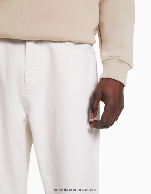 Bershka bărbați blugi largi cremă Z86D3165 îmbrăcăminte