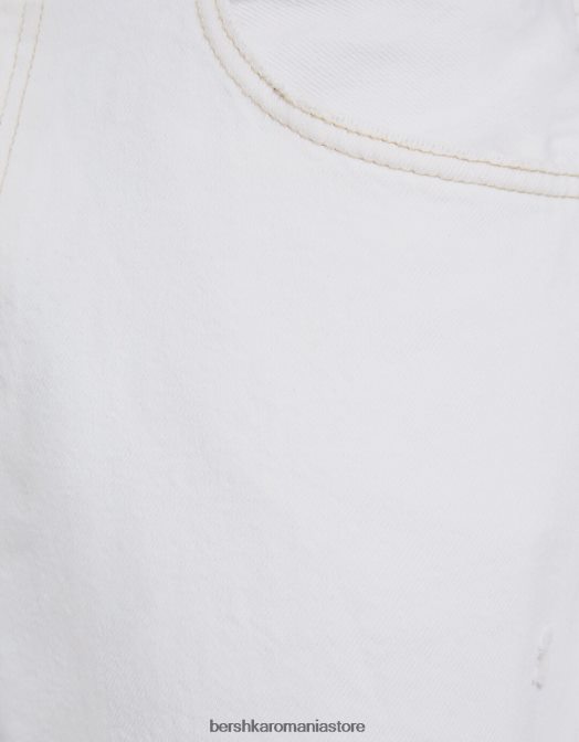 Bershka bărbați blugi largi cu rupturi alb Z86D3208 îmbrăcăminte