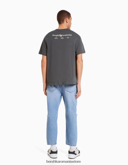 Bershka bărbați blugi largi cu rupturi albastru deschis Z86D3207 îmbrăcăminte