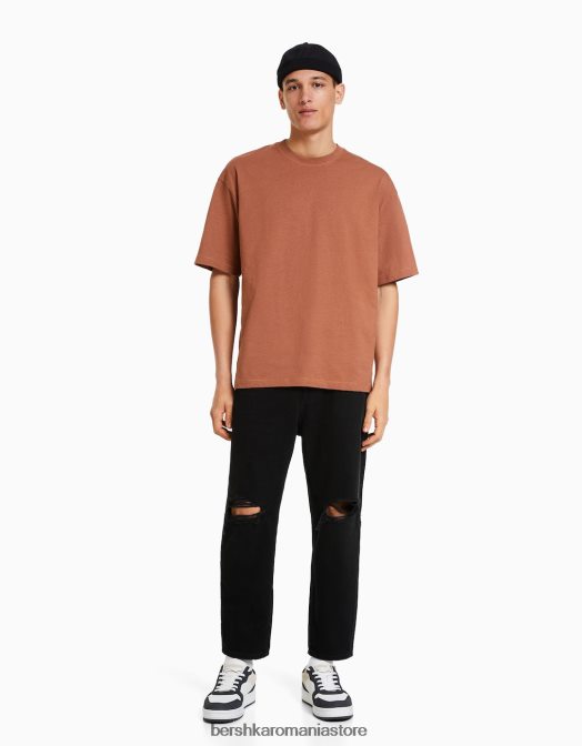 Bershka bărbați blugi largi cu rupturi negru Z86D3206 îmbrăcăminte