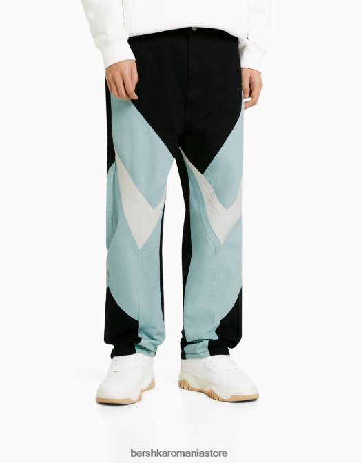 Bershka bărbați blugi largi de curse albastru Z86D3186 îmbrăcăminte