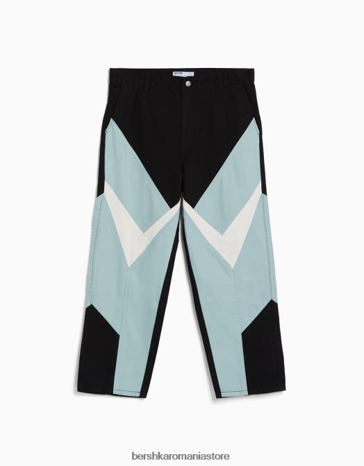 Bershka bărbați blugi largi de curse albastru Z86D3186 îmbrăcăminte