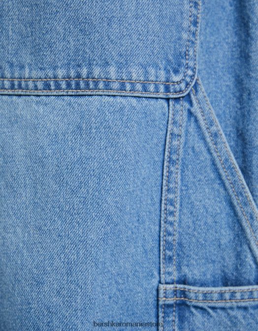 Bershka bărbați blugi largi de dulgher albastru deschis Z86D3175 îmbrăcăminte