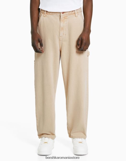 Bershka bărbați blugi largi de dulgher cămilă Z86D3176 îmbrăcăminte