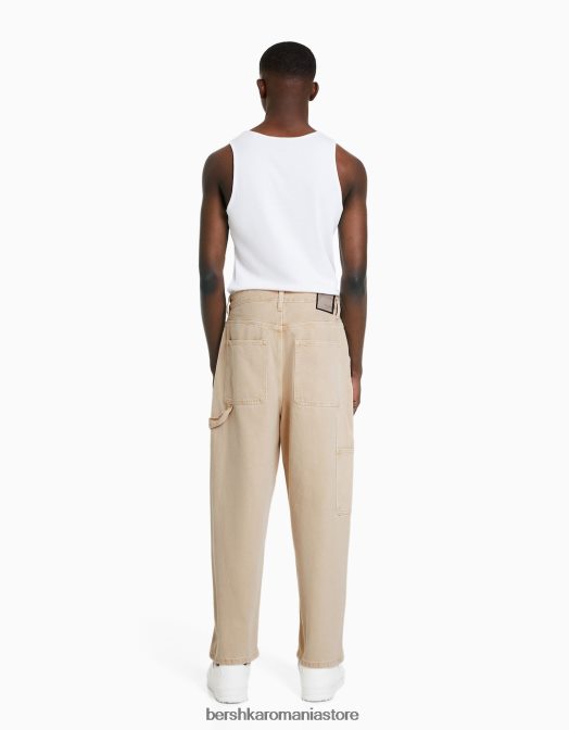 Bershka bărbați blugi largi de dulgher cămilă Z86D3176 îmbrăcăminte