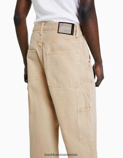 Bershka bărbați blugi largi de dulgher cămilă Z86D3176 îmbrăcăminte
