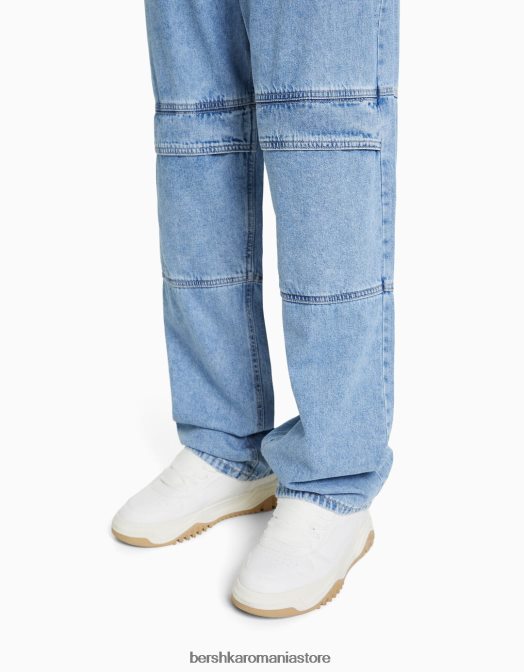 Bershka bărbați blugi largi de trening cargo albastru deschis Z86D3210 îmbrăcăminte