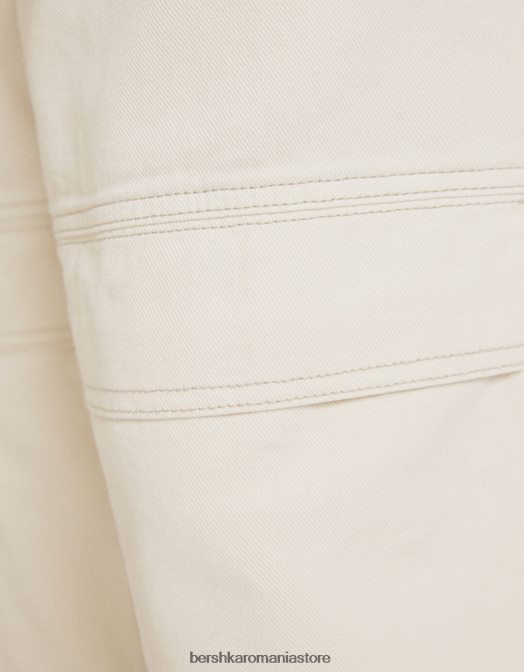 Bershka bărbați blugi largi de trening cargo cremă Z86D3209 îmbrăcăminte