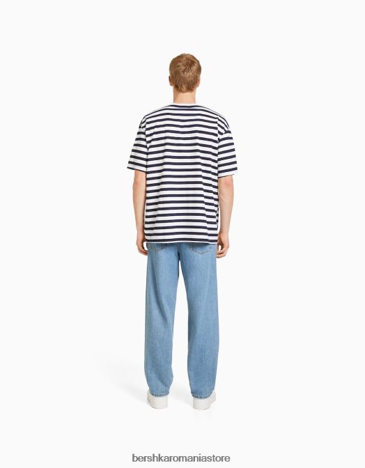 Bershka bărbați blugi largi din anii \'90 albastru deschis Z86D3133 îmbrăcăminte