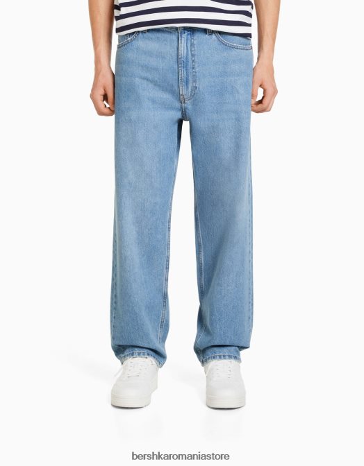Bershka bărbați blugi largi din anii \'90 albastru deschis Z86D3135 îmbrăcăminte