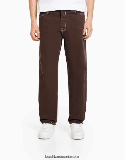 Bershka bărbați blugi largi din anii \'90 maro Z86D3134 îmbrăcăminte