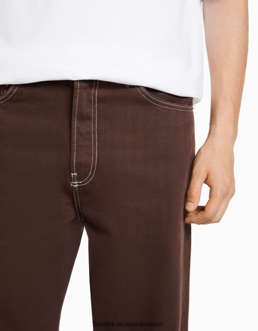 Bershka bărbați blugi largi din anii \'90 maro Z86D3134 îmbrăcăminte