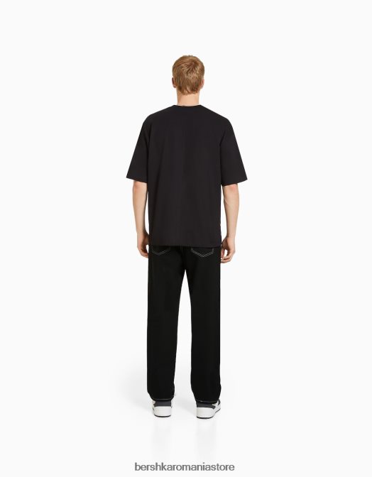 Bershka bărbați blugi largi din anii \'90 negru Z86D3132 îmbrăcăminte