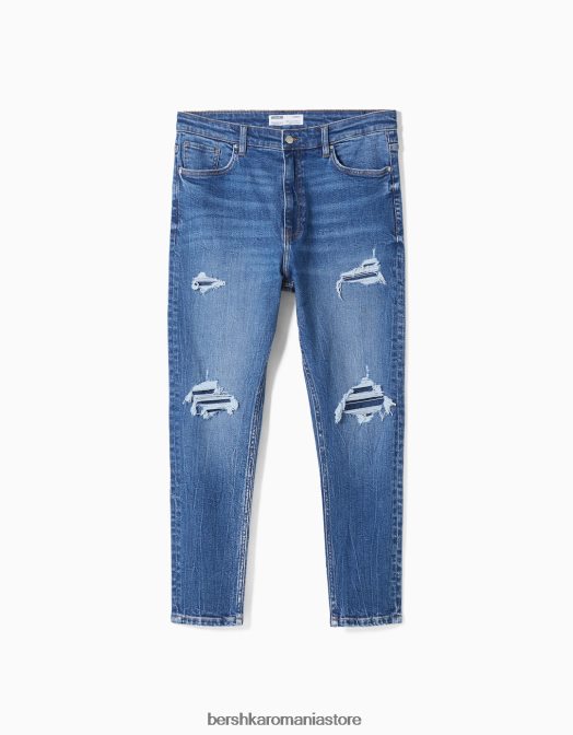 Bershka bărbați blugi morcov rupti albastru Z86D3201 îmbrăcăminte
