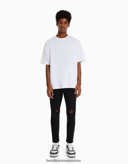 Bershka bărbați blugi morcov rupti negru Z86D3159 îmbrăcăminte