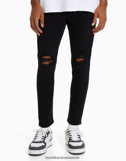 Bershka bărbați blugi morcov rupti negru Z86D3159 îmbrăcăminte