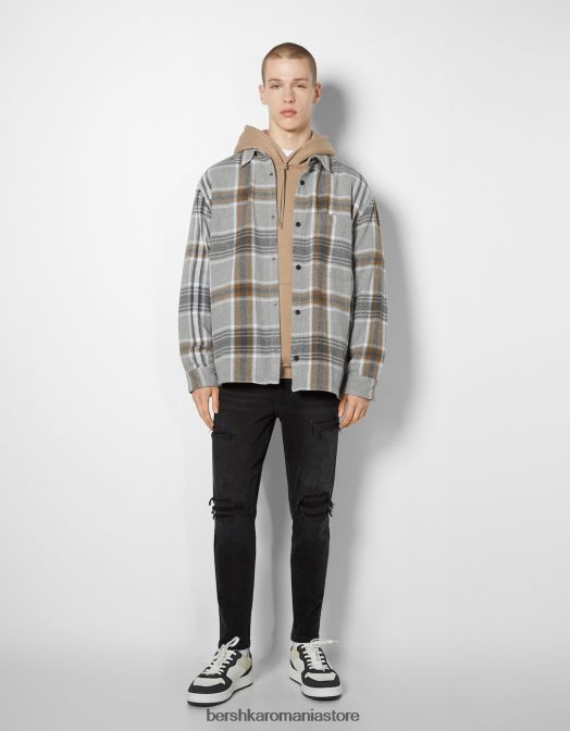 Bershka bărbați blugi morcov rupti negru Z86D3202 îmbrăcăminte