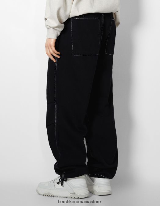 Bershka bărbați blugi parașuta negru Z86D3117 îmbrăcăminte