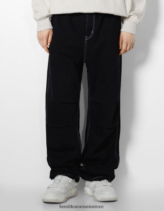 Bershka bărbați blugi parașuta negru Z86D3117 îmbrăcăminte