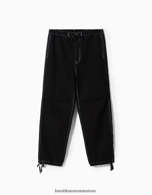 Bershka bărbați blugi parașuta negru Z86D3117 îmbrăcăminte