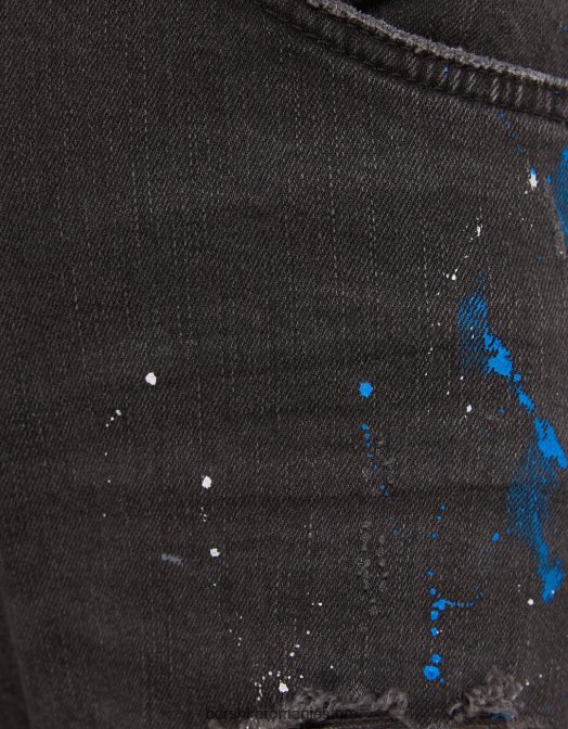 Bershka bărbați blugi skinny rupti stropi de vopsea negru Z86D3171 îmbrăcăminte