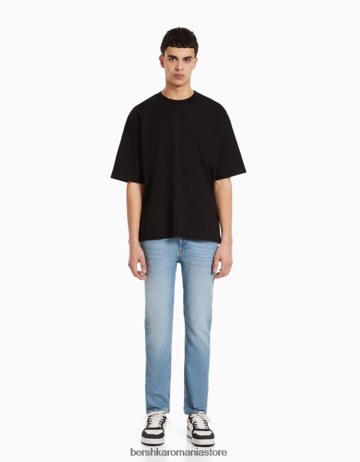 Bershka bărbați blugi slim fit albastru deschis Z86D3196 îmbrăcăminte