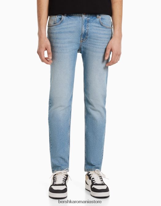 Bershka bărbați blugi slim fit albastru deschis Z86D3196 îmbrăcăminte