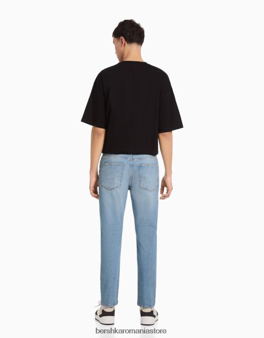 Bershka bărbați blugi slim fit albastru deschis Z86D3196 îmbrăcăminte
