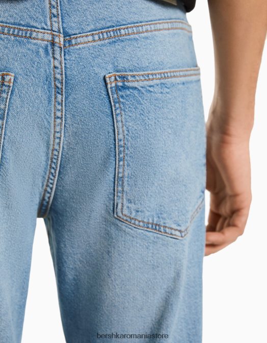 Bershka bărbați blugi slim fit albastru deschis Z86D3196 îmbrăcăminte