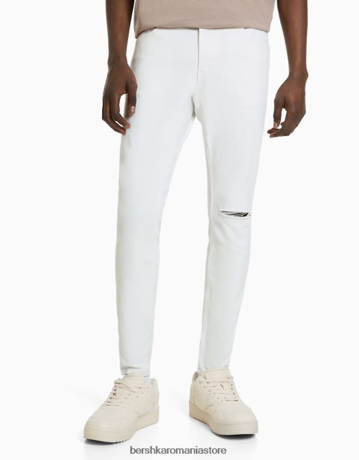 Bershka bărbați blugi super skinny alb Z86D3154 îmbrăcăminte