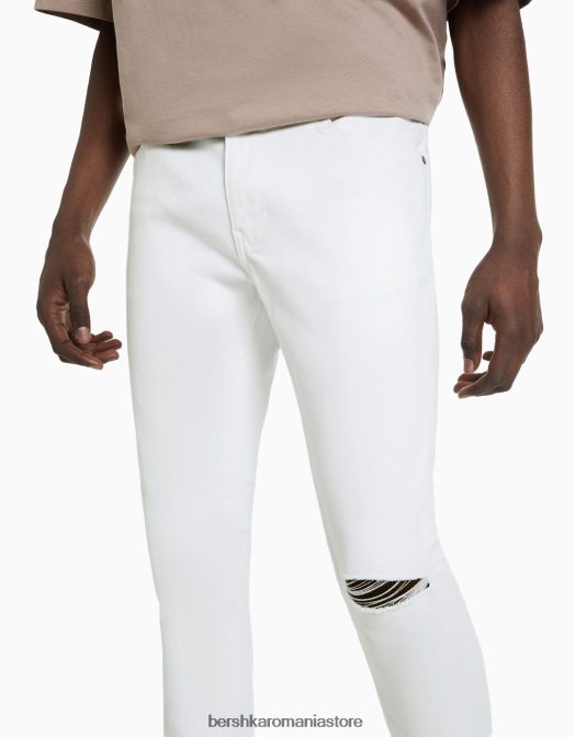 Bershka bărbați blugi super skinny alb Z86D3154 îmbrăcăminte