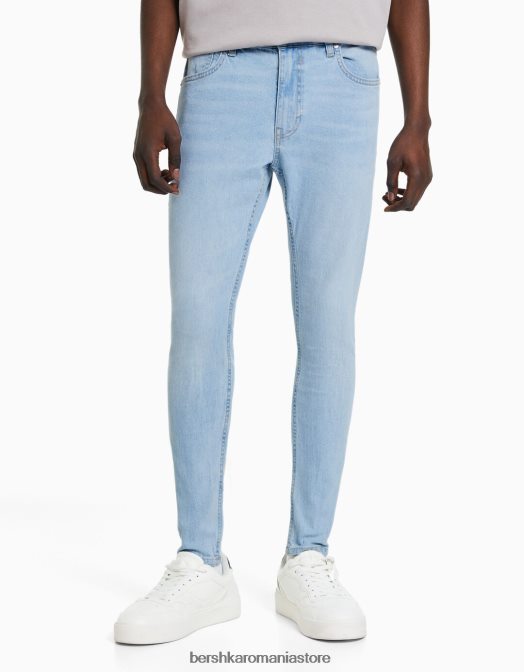 Bershka bărbați blugi super skinny albastru deschis Z86D3151 îmbrăcăminte