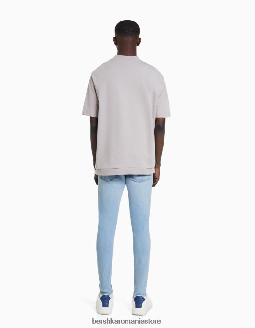 Bershka bărbați blugi super skinny albastru deschis Z86D3151 îmbrăcăminte