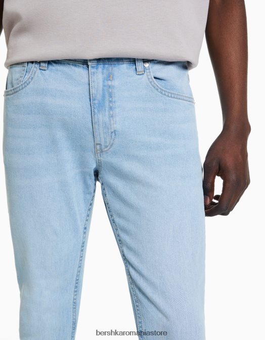 Bershka bărbați blugi super skinny albastru deschis Z86D3151 îmbrăcăminte