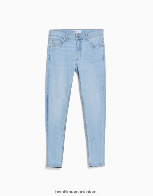 Bershka bărbați blugi super skinny albastru deschis Z86D3151 îmbrăcăminte