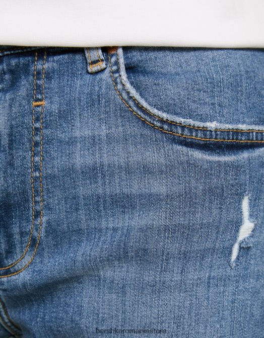 Bershka bărbați blugi super skinny rupti albastru Z86D3189 îmbrăcăminte