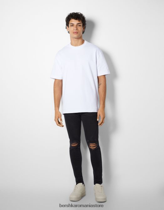 Bershka bărbați blugi super skinny rupti negru Z86D3166 îmbrăcăminte