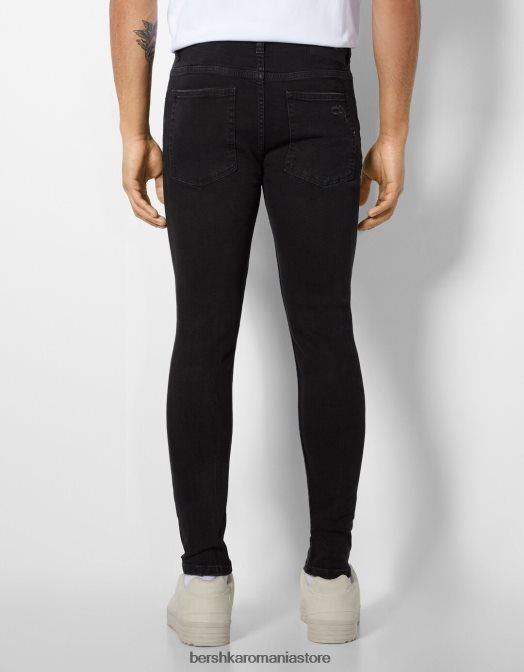 Bershka bărbați blugi super skinny rupti negru Z86D3166 îmbrăcăminte