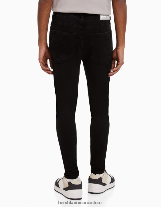 Bershka bărbați blugi super skinny rupti negru Z86D3190 îmbrăcăminte