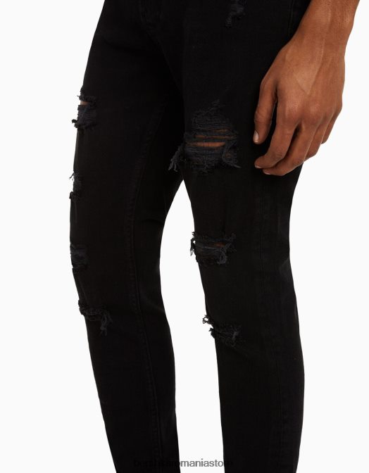 Bershka bărbați blugi super skinny rupti negru Z86D3190 îmbrăcăminte