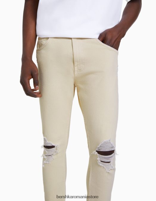 Bershka bărbați blugi super skinny rupti nisip Z86D3183 îmbrăcăminte