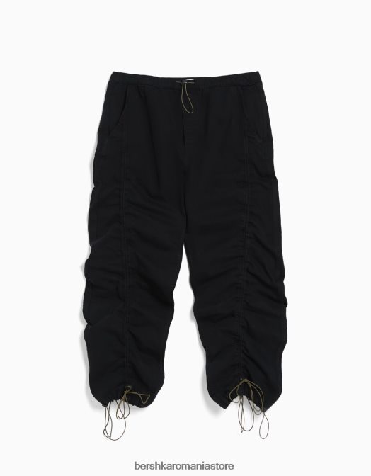 Bershka bărbați blugi transpirați cu parașuta adunați negru Z86D3114 îmbrăcăminte