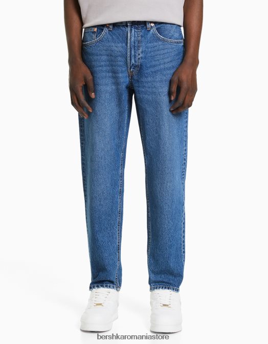 Bershka bărbați blugi vintage cu ajustare dreaptă albastru Z86D3141 îmbrăcăminte